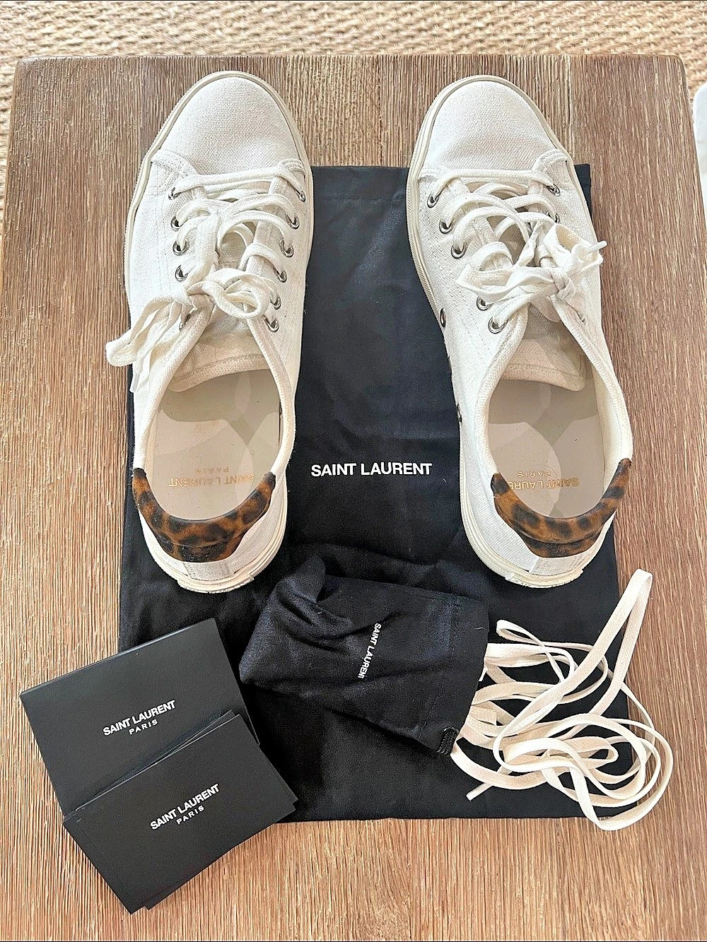 Saint Laurent Women's White canvas sneaker
With animal print heel size 8